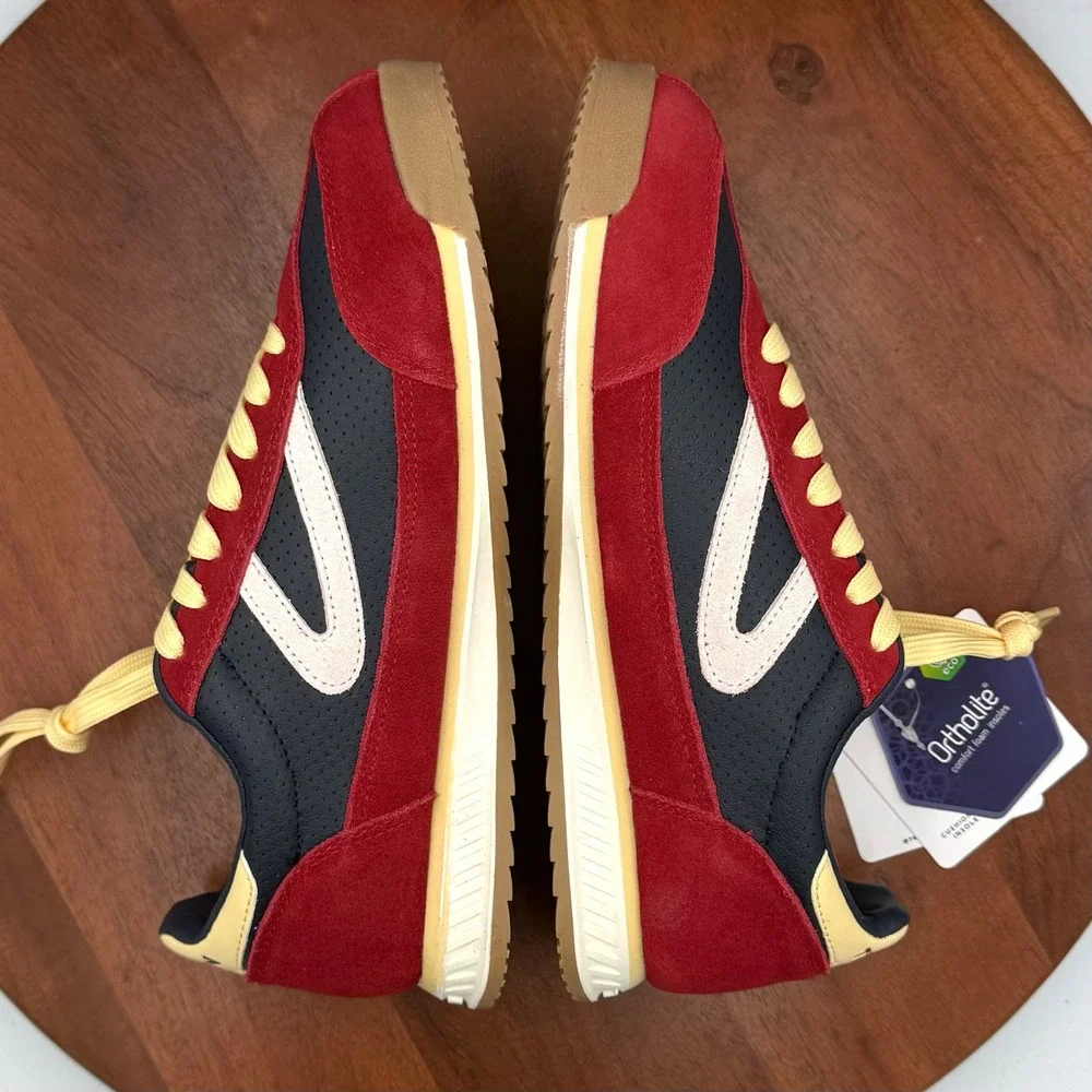 Tretorn Rawlins 2.0 Sneakers Colorblock Red Navy Yellow Retro Sporty Womens 9 - Picture 8 of 12